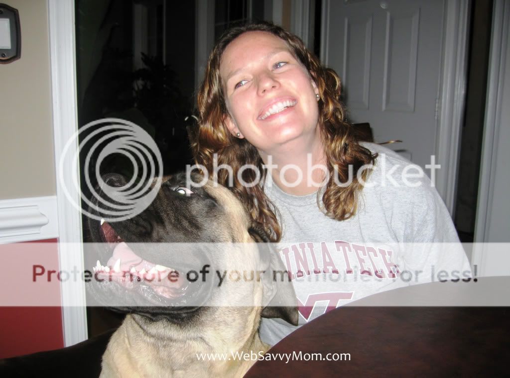 Eli the English Mastiff and Deb - New Year's Eve 2008