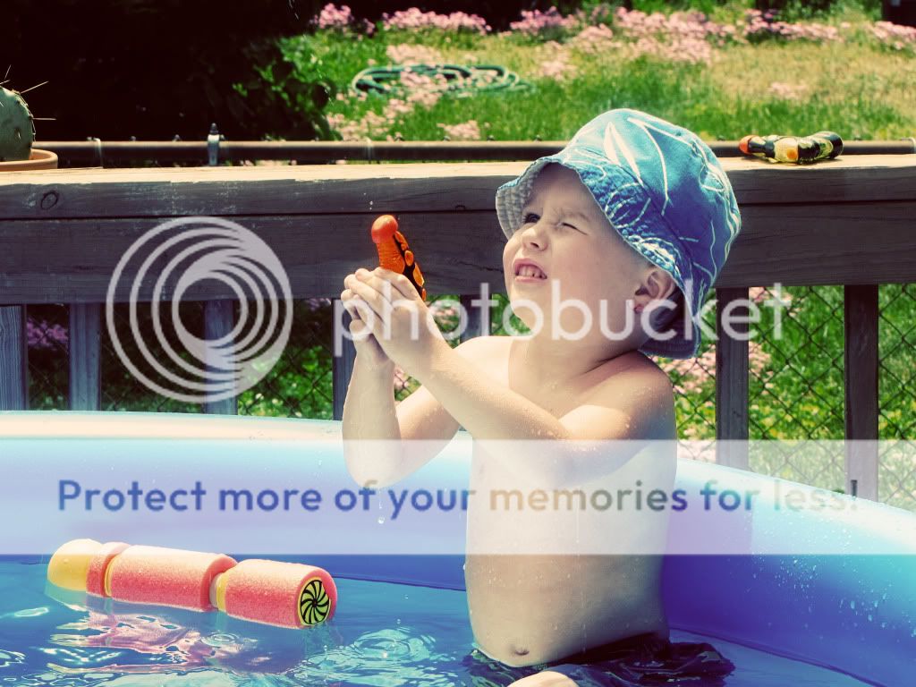 Troy in pool, fun with photoshop actions