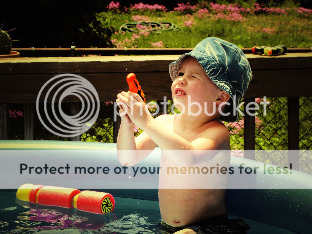 Troy in pool, fun with photoshop actions