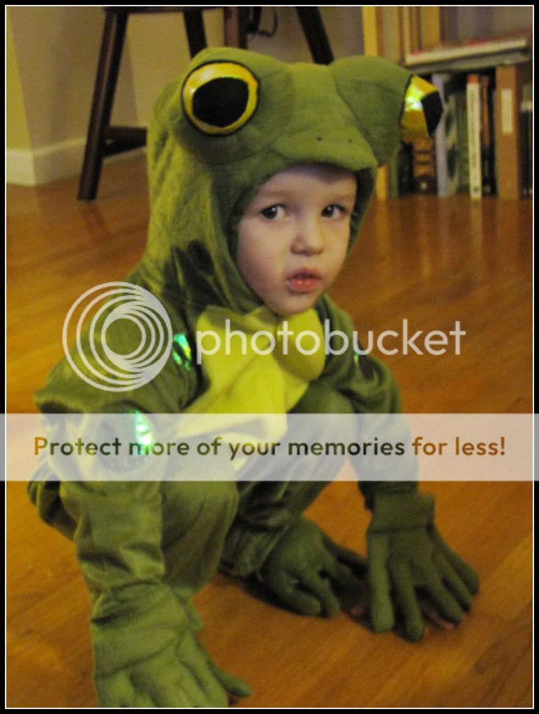 Troy in his frog costume for halloween