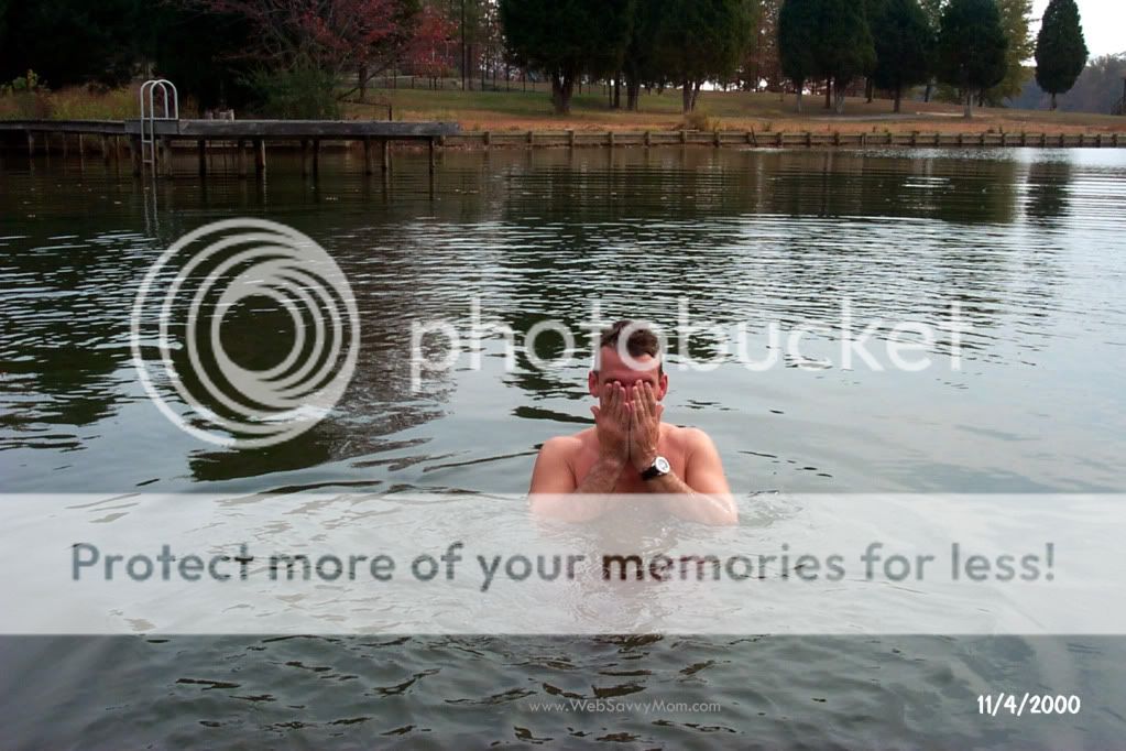 Tim swimming in lake - October 2000
