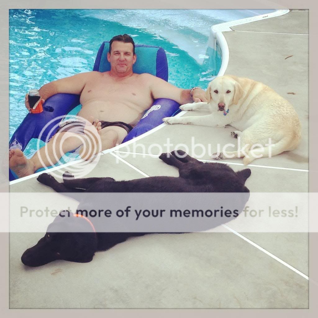 Tim in pool with Tucker and Sandy - June 2013